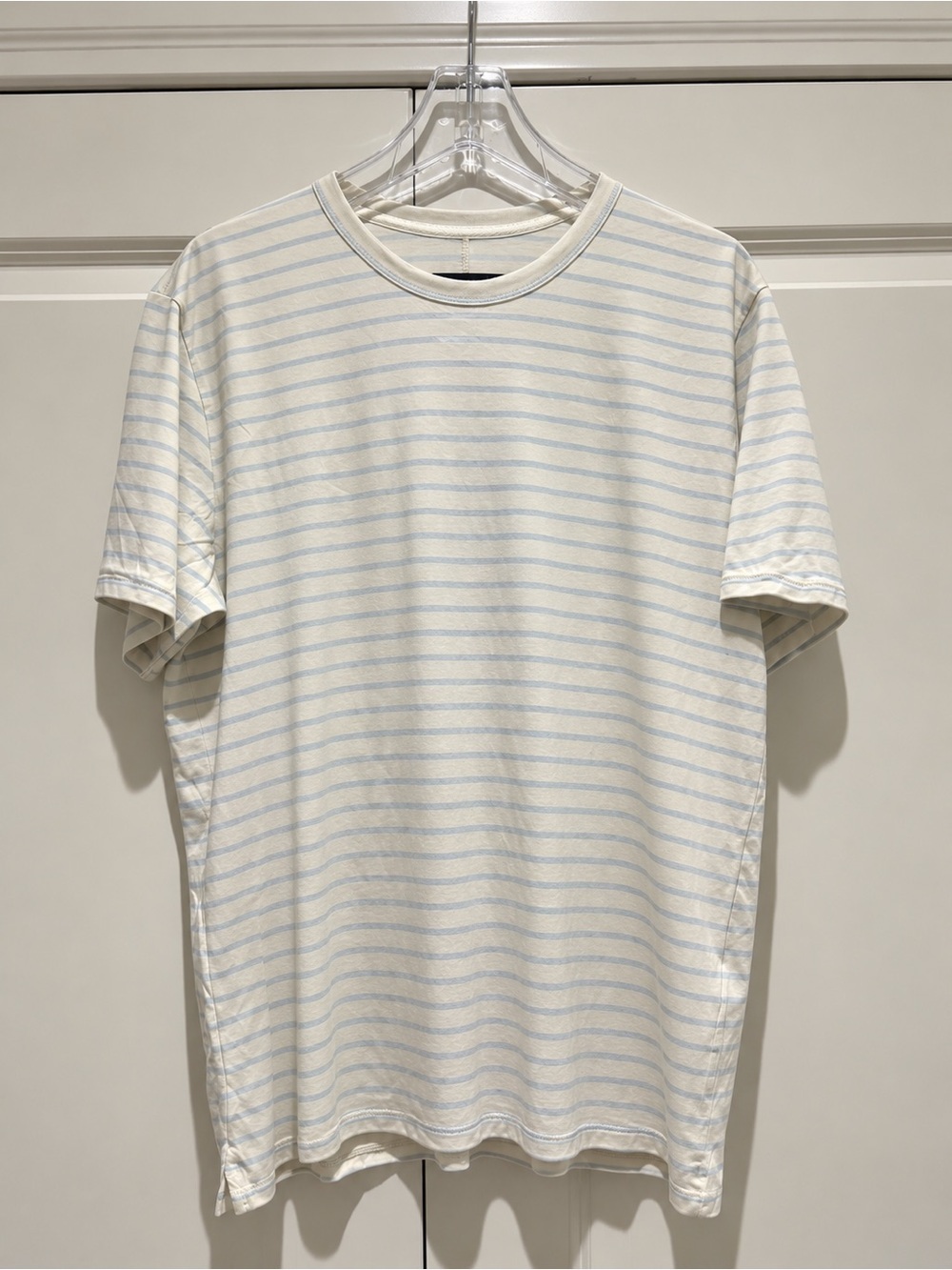 NWT RAG & BONE [$128] Cream and Light Blue Striped Short Sleeve Tee
